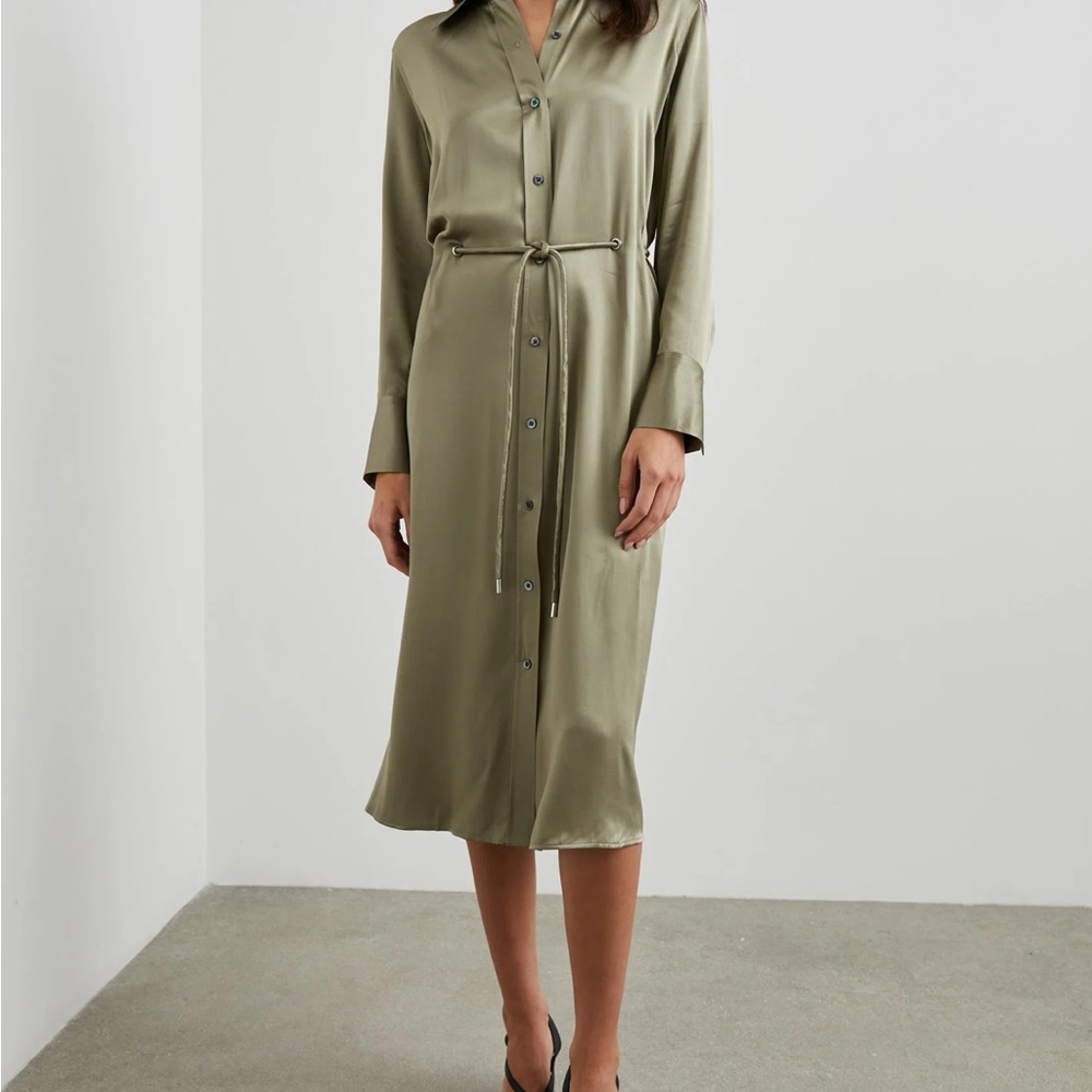 This is the Rails Anina Long Sleeve Satin Midi Shirtdress.